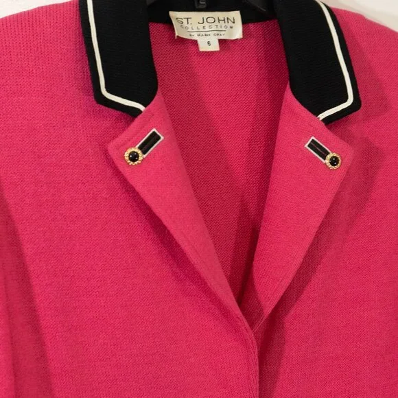 St John Collection Catalina Knit Blazer Pink Power Jacket 90s Style Barbiecore - Picture 6 of 10